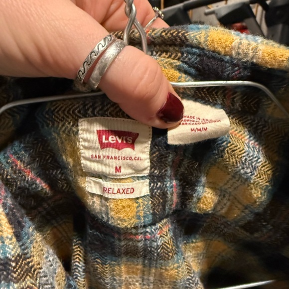 Levi's Men's Yellow and Black Plaid Shirt Jacket - Picture 3 of 3